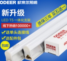 欧帝尔LED灯管T5灯管一体化节能光管超亮日光灯管支架1.2米 0.3米/4W-T5一体支架